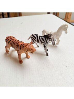 Vintage Jungle Animal Toys Horse Tiger Zebra Kids Gift